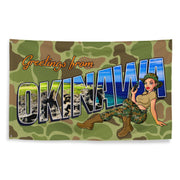 Greetings From Okinawa Frogskin Camo Yesi Wall Flag Tactically Acquired