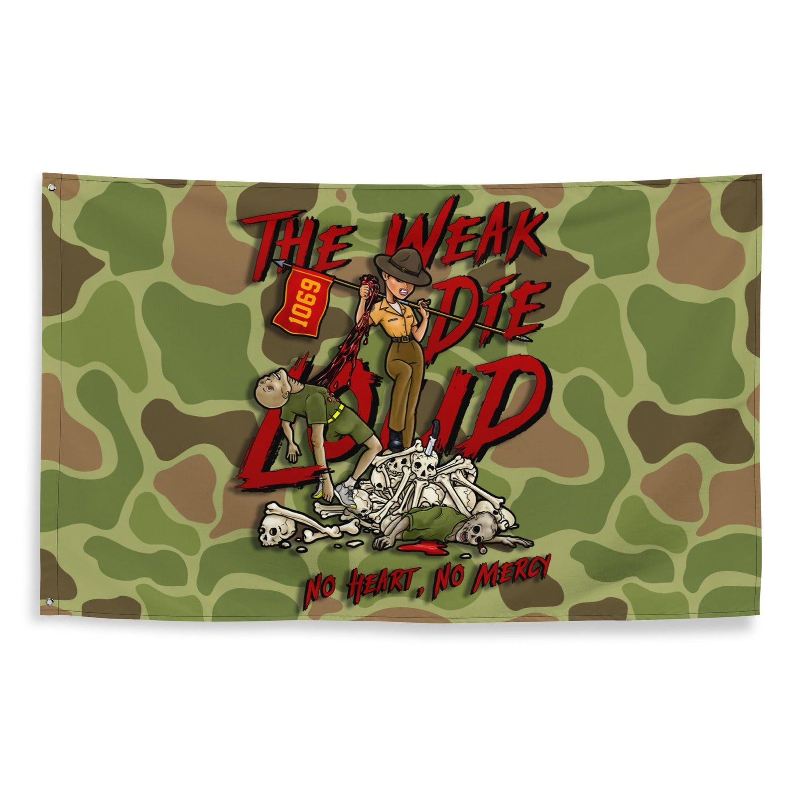 "The Weak Die Loud" Shaniya Frogskin Camo Wall Flag Tactically Acquired