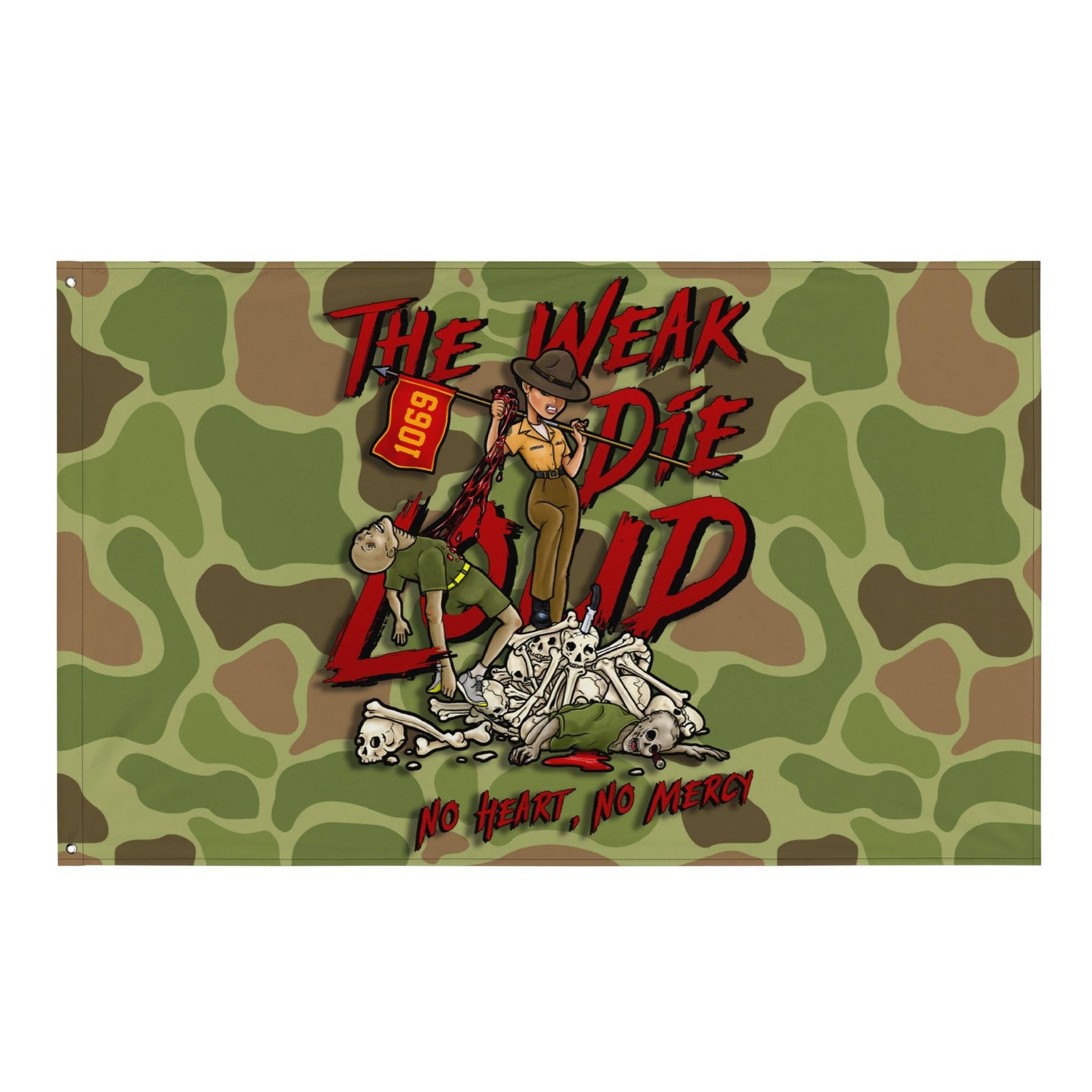"The Weak Die Loud" Shaniya Frogskin Camo Wall Flag Tactically Acquired