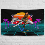 Military Intel Pin-Up Girl Julia MQ-9 Reaper Drone Wall Flag Tactically Acquired