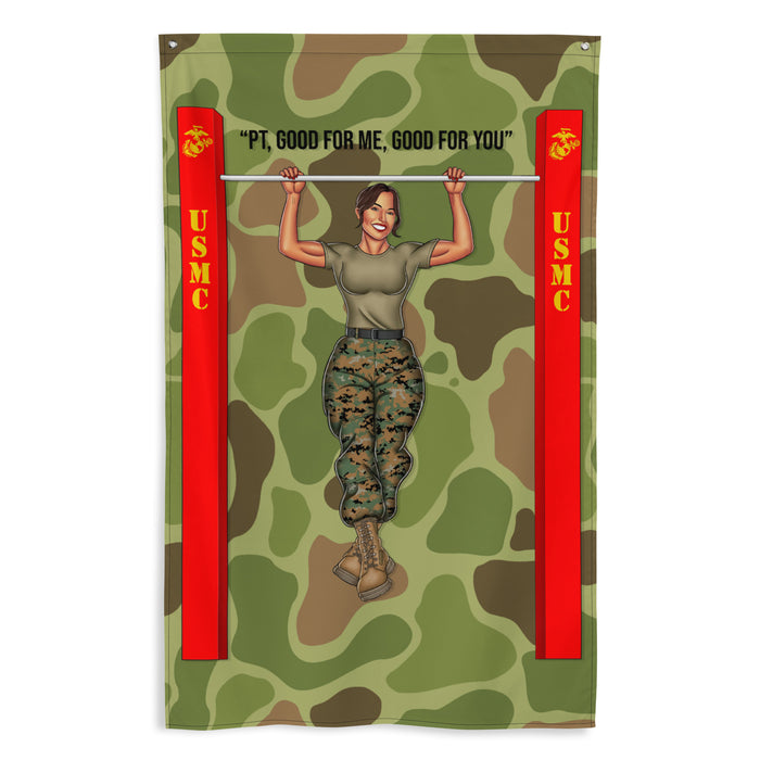USMC Pin-Up Girl Ari Moto PT Vertical Wall Flag Tactically Acquired
