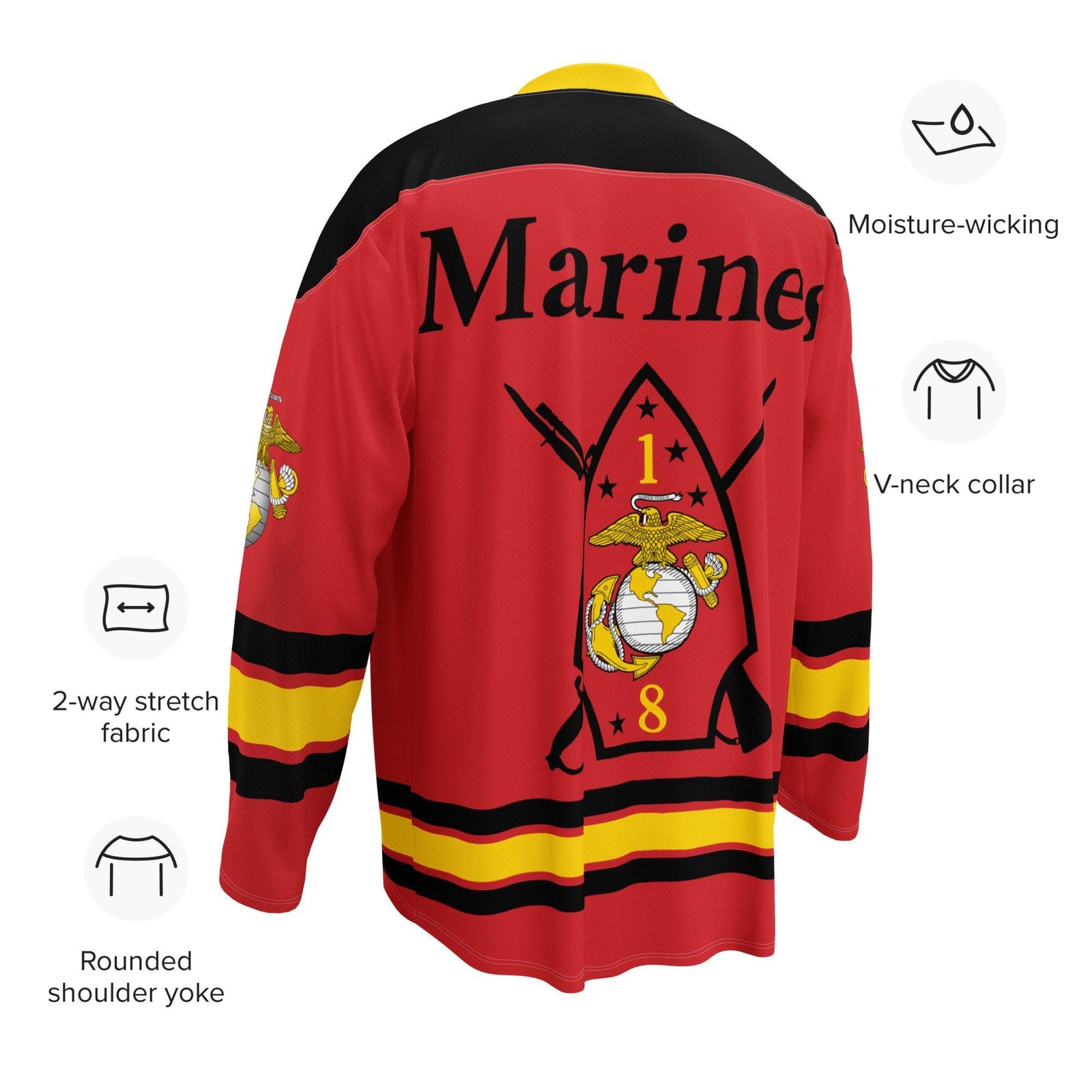 1st Bn 8th Marines (1/8 Marines) USMC Hockey Fan Jersey Tactically Acquired   