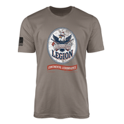 Coyote Brown  t-shirt with the Armand's Legion Continental Legionnaires design, an America 250 Revolutionary War commemorative tee honoring the foreign volunteers who fought at Yorktown, from veteran-owned Tactically Acquired