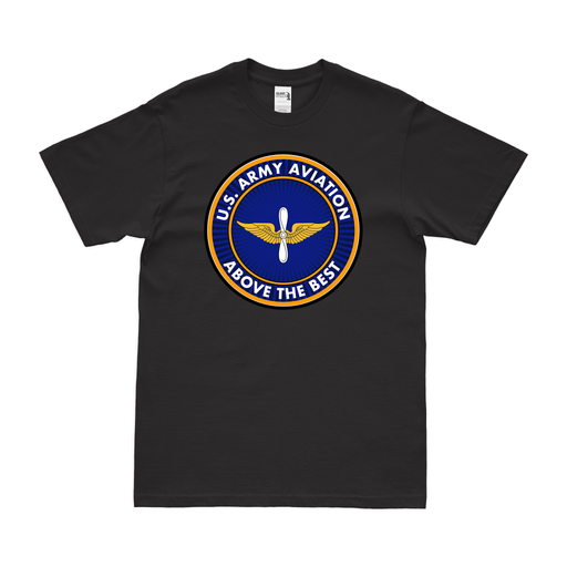 U.S. Army Aviation Above the Best Emblem T-Shirt Tactically Acquired Black Clean Small