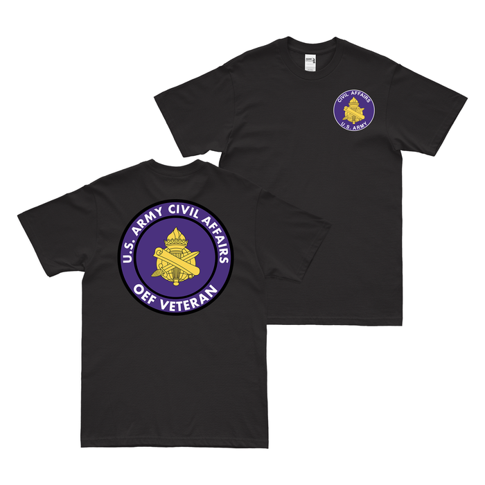 Double-Sided U.S. Army Civil Affairs OEF Veteran Emblem T-Shirt Tactically Acquired Black Small 