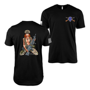 U.S. Army Infantry Machine Gun Pin Up Girl T-Shirt Tactically Acquired Black Small 