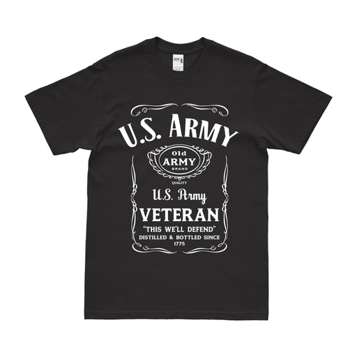 U.S. Army Veteran Whiskey Label T-Shirt Tactically Acquired Small Black 