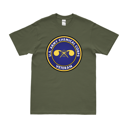 U.S. Army Chemical Corps Veteran Logo T-Shirt Tactically Acquired Military Green Clean Small