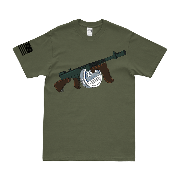 ZYN Tommy Gun T-Shirt Tactically Acquired Military Green Chill 