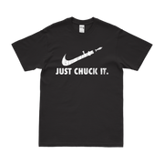 Just Chuck It! Mortarman Parody T-Shirt Tactically Acquired Small Distressed Black