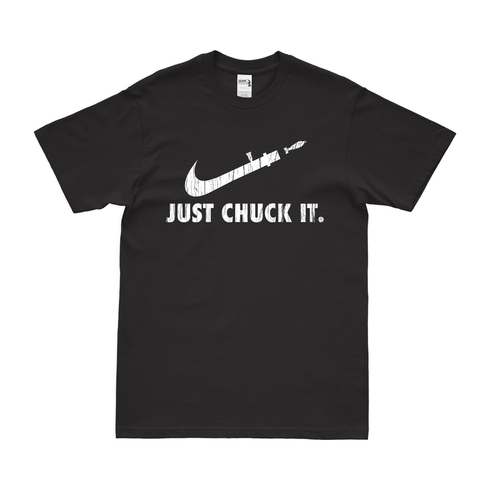 Just Chuck It! Mortarman Parody T-Shirt Tactically Acquired Small Distressed Black