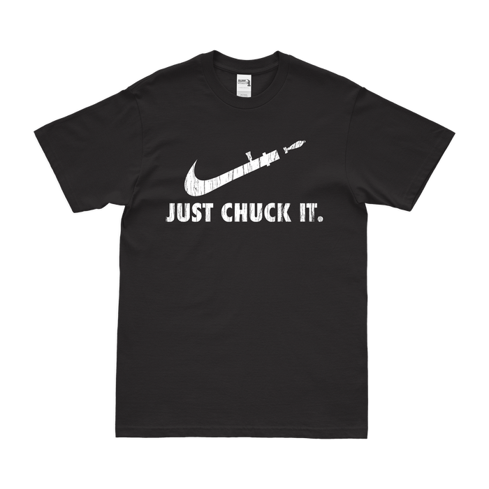 Just Chuck It! Mortarman Parody T-Shirt Tactically Acquired Small Distressed Black
