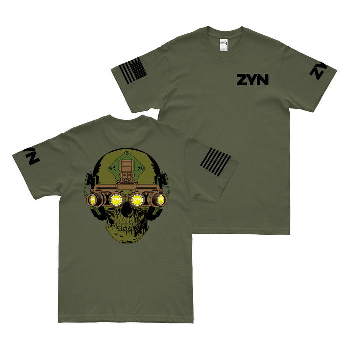 Zyn Special Forces Operator Skull T-Shirt Tactically Acquired Military Green Citrus 