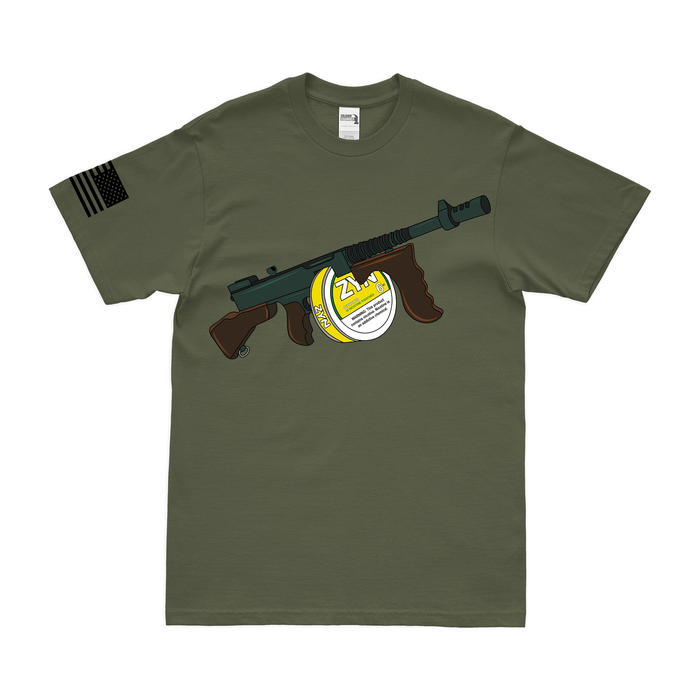 ZYN Tommy Gun T-Shirt Tactically Acquired Military Green Citrus 