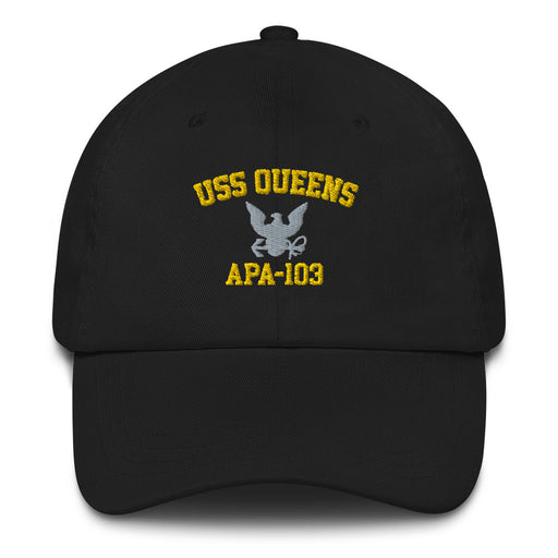 USS Queens (APA-103) Embroidered Dad Hat Tactically Acquired Black  
