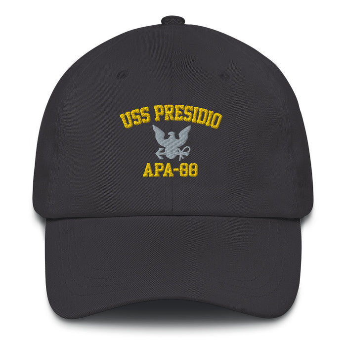 USS Presidio (APA-88) Embroidered Dad Hat Tactically Acquired Dark Grey  
