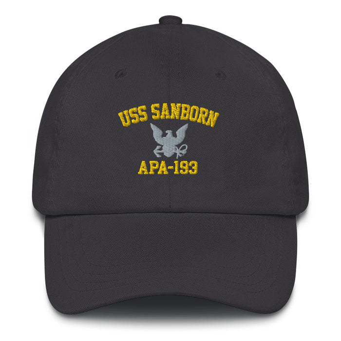 USS Sanborn (APA-193) Embroidered Dad Hat Tactically Acquired Dark Grey  