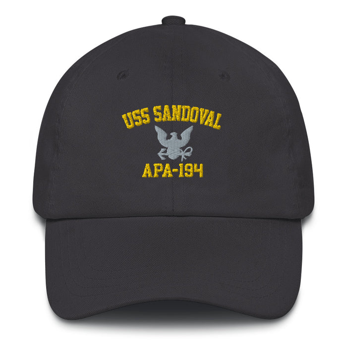 USS Sandoval (APA-194) Embroidered Dad Hat Tactically Acquired Dark Grey  