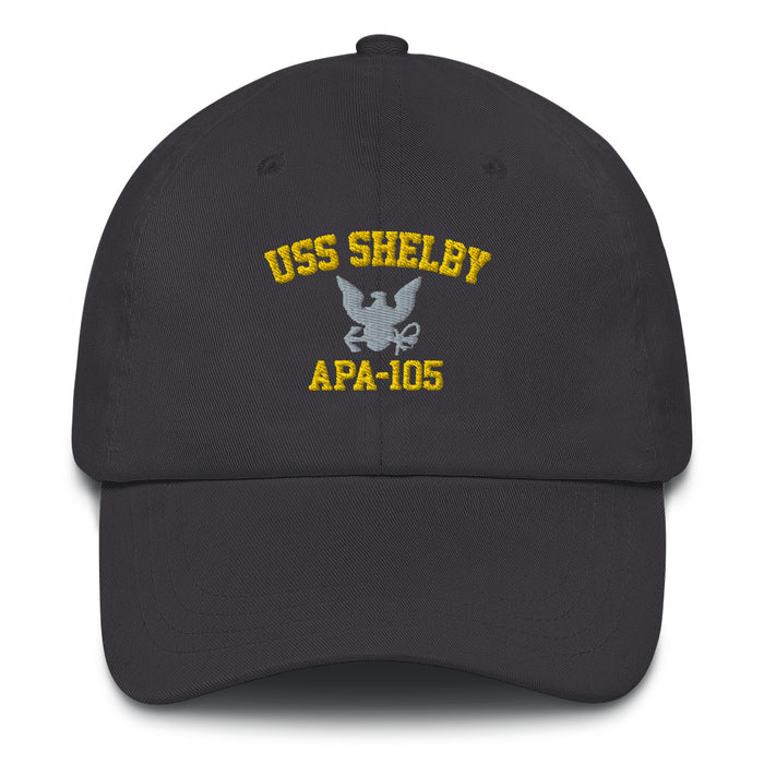 USS Shelby (APA-105) Embroidered Dad Hat Tactically Acquired Dark Grey  