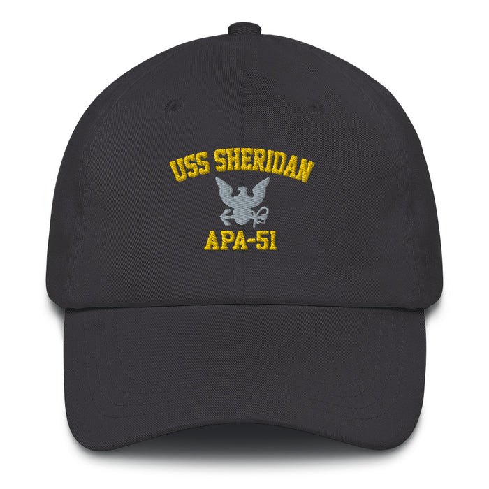 USS Sheridan (APA-51) Embroidered Dad Hat Tactically Acquired Dark Grey  