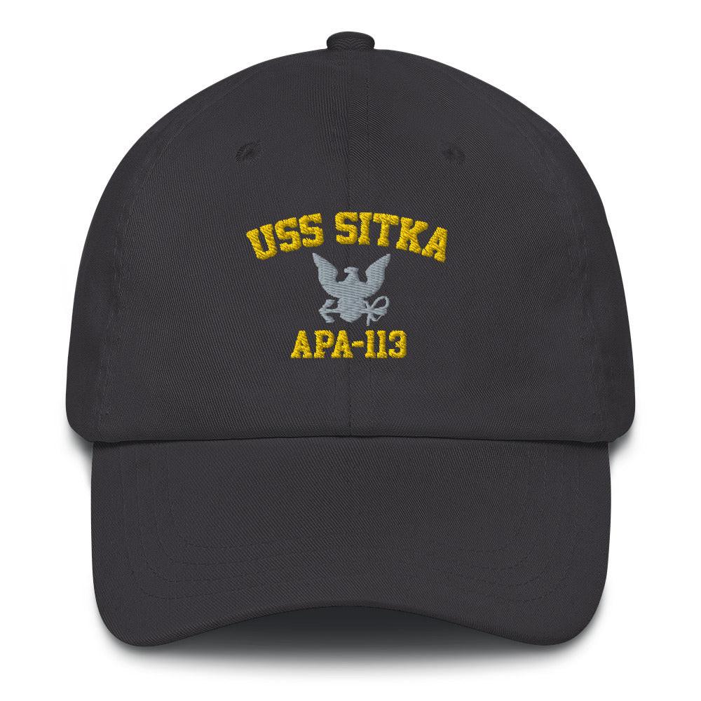 USS Sitka (APA-113) Embroidered Dad Hat Tactically Acquired Dark Grey  