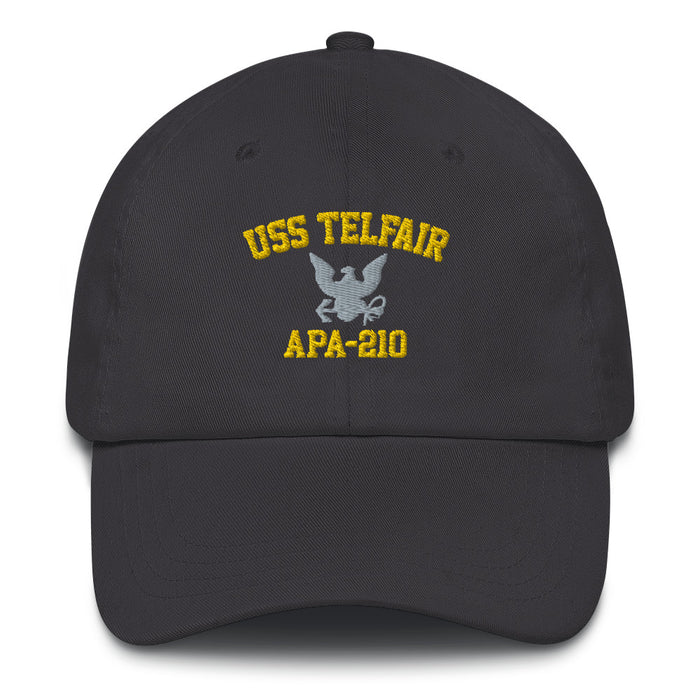 USS Telfair (APA-210) Embroidered Dad Hat Tactically Acquired Dark Grey  