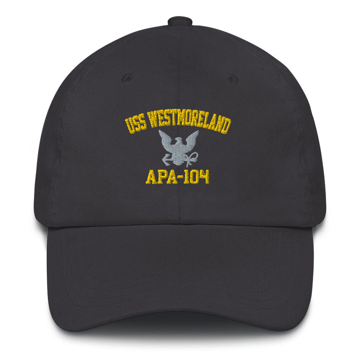 USS Westmoreland (APA-104) Embroidered Dad Hat Tactically Acquired Dark Grey  