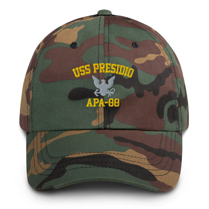 USS Presidio (APA-88) Embroidered Dad Hat Tactically Acquired Green Camo  