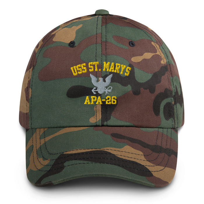 USS St. Mary's (APA-26) Embroidered Dad Hat Tactically Acquired Green Camo  