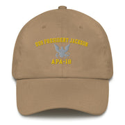USS President Jackson (APA-18) Embroidered Dad Hat Tactically Acquired Khaki  