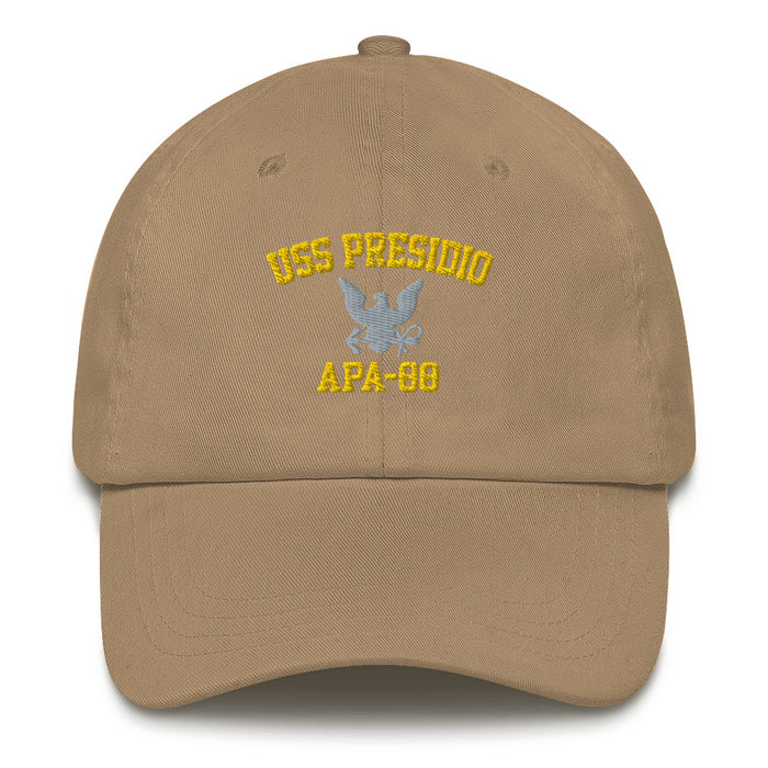 USS Presidio (APA-88) Embroidered Dad Hat Tactically Acquired Khaki  