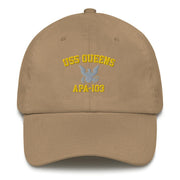 USS Queens (APA-103) Embroidered Dad Hat Tactically Acquired Khaki  