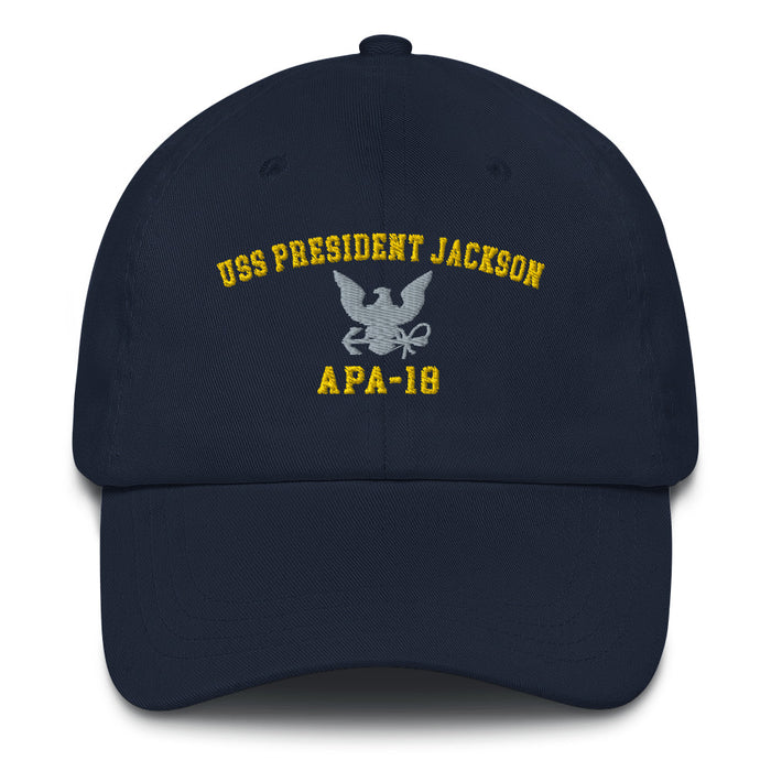 USS President Jackson (APA-18) Embroidered Dad Hat Tactically Acquired Navy  