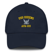 USS Queens (APA-103) Embroidered Dad Hat Tactically Acquired Navy  
