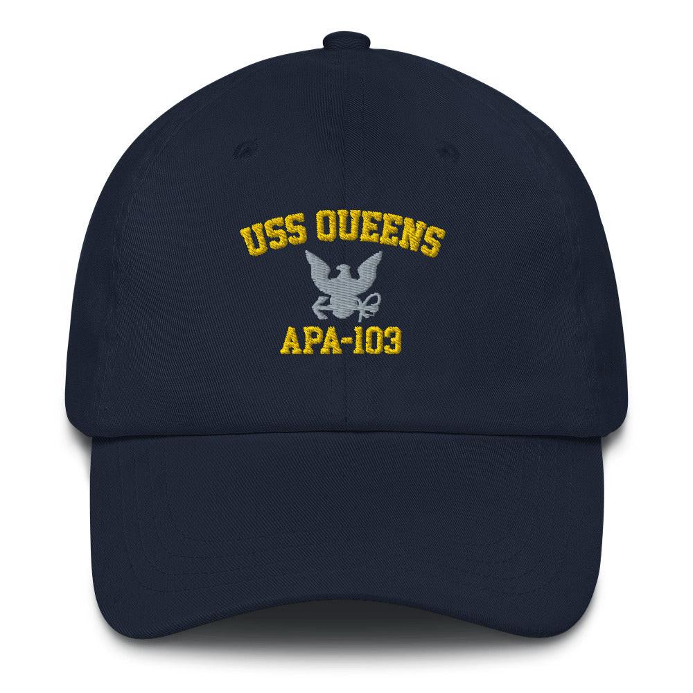 USS Queens (APA-103) Embroidered Dad Hat Tactically Acquired Navy  