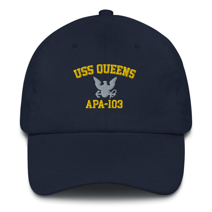 USS Queens (APA-103) Embroidered Dad Hat Tactically Acquired Navy  