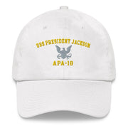 USS President Jackson (APA-18) Embroidered Dad Hat Tactically Acquired White  