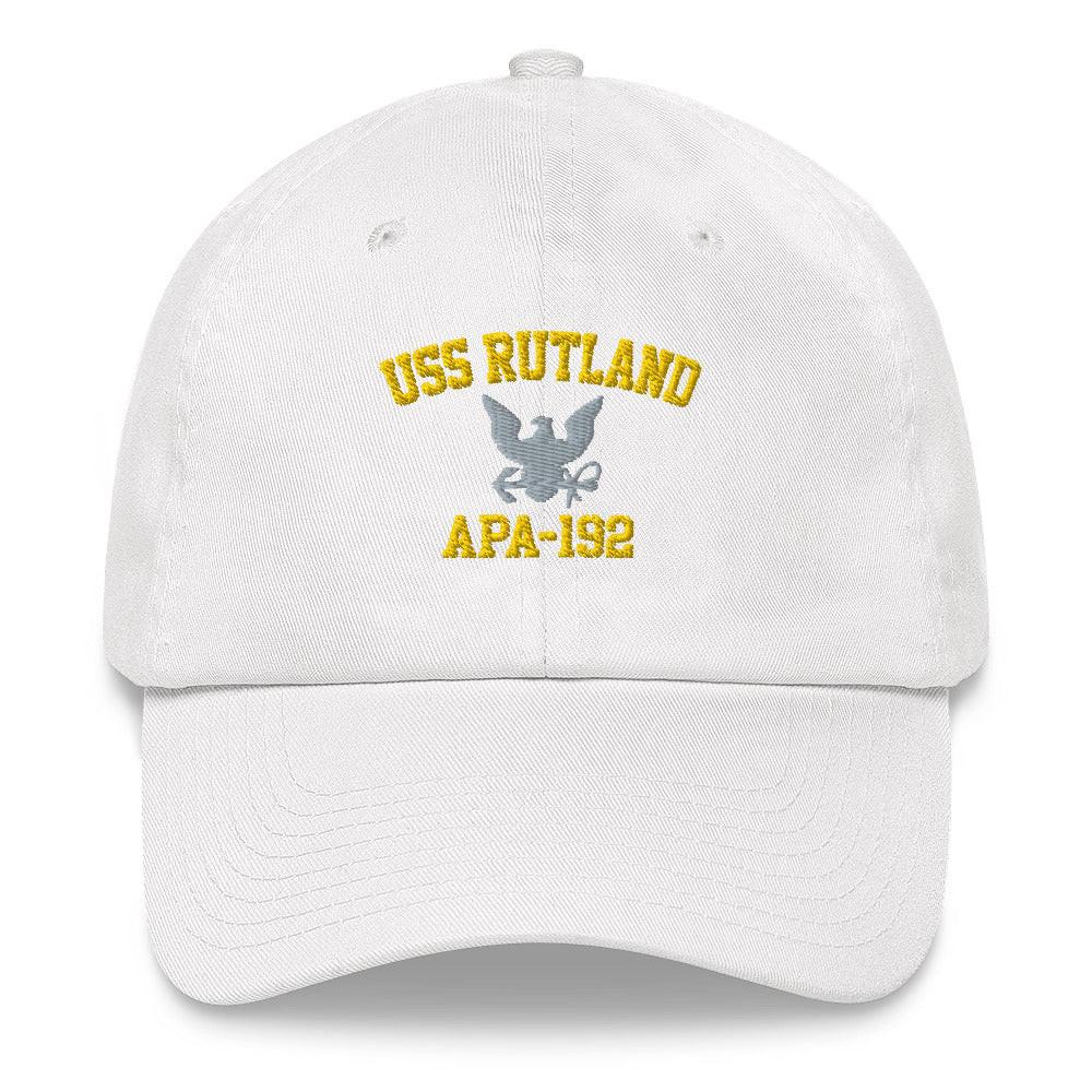 USS Rutland (APA-192) Embroidered Dad Hat Tactically Acquired White  