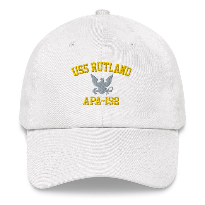 USS Rutland (APA-192) Embroidered Dad Hat Tactically Acquired White  