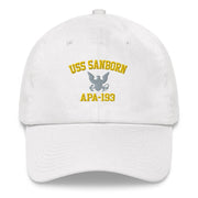 USS Sanborn (APA-193) Embroidered Dad Hat Tactically Acquired White  