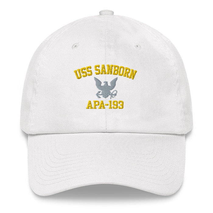 USS Sanborn (APA-193) Embroidered Dad Hat Tactically Acquired White  
