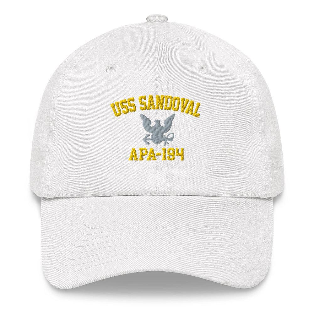 USS Sandoval (APA-194) Embroidered Dad Hat Tactically Acquired White  