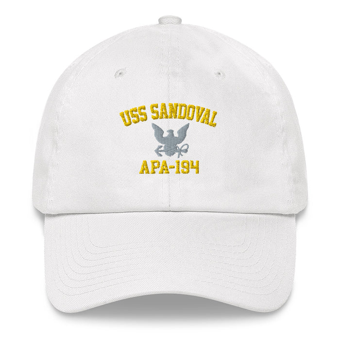 USS Sandoval (APA-194) Embroidered Dad Hat Tactically Acquired White  
