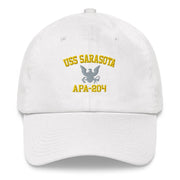 USS Sarasota (APA-204) Embroidered Dad Hat Tactically Acquired White  