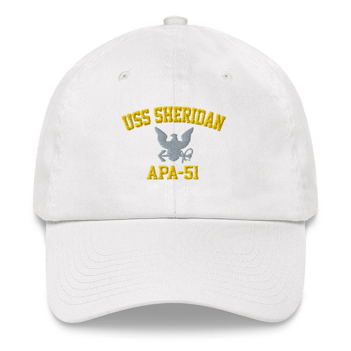 USS Sheridan (APA-51) Embroidered Dad Hat Tactically Acquired White  