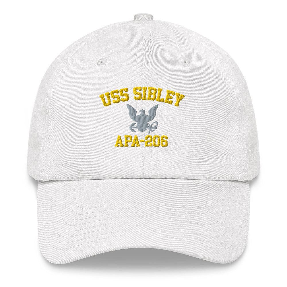 USS Sibley (APA-206) Embroidered Dad Hat Tactically Acquired White  