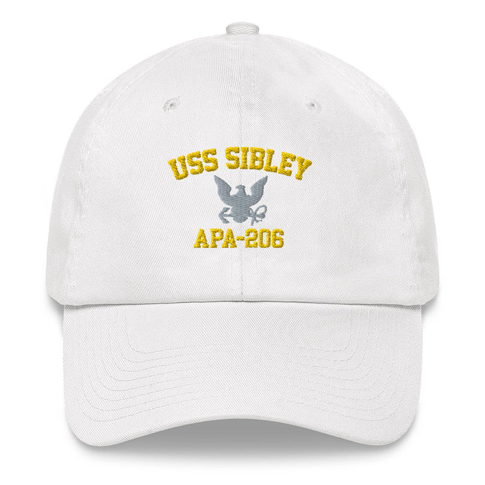 USS Sibley (APA-206) Embroidered Dad Hat Tactically Acquired White  