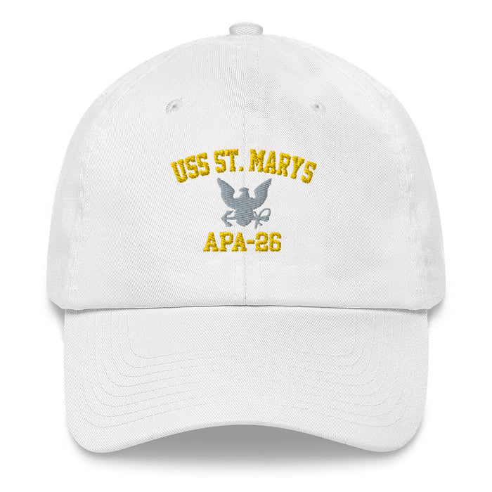 USS St. Mary's (APA-26) Embroidered Dad Hat Tactically Acquired White  
