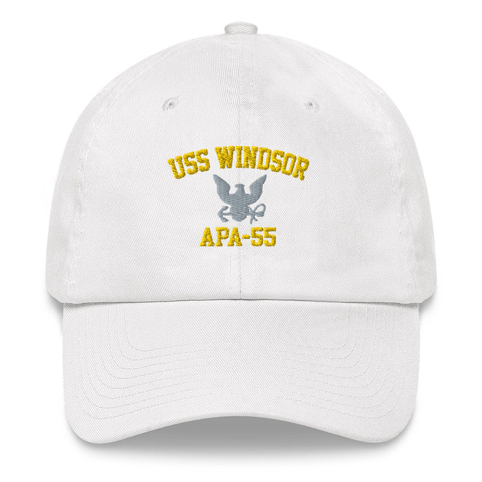 USS Windsor (APA-55) Embroidered Dad Hat Tactically Acquired White  
