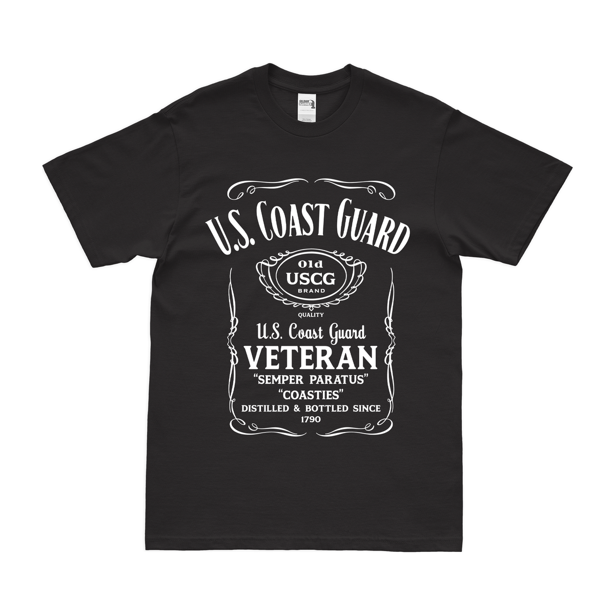 U.S. Coast Guard (USCG) Veteran Whiskey Label T-Shirt
